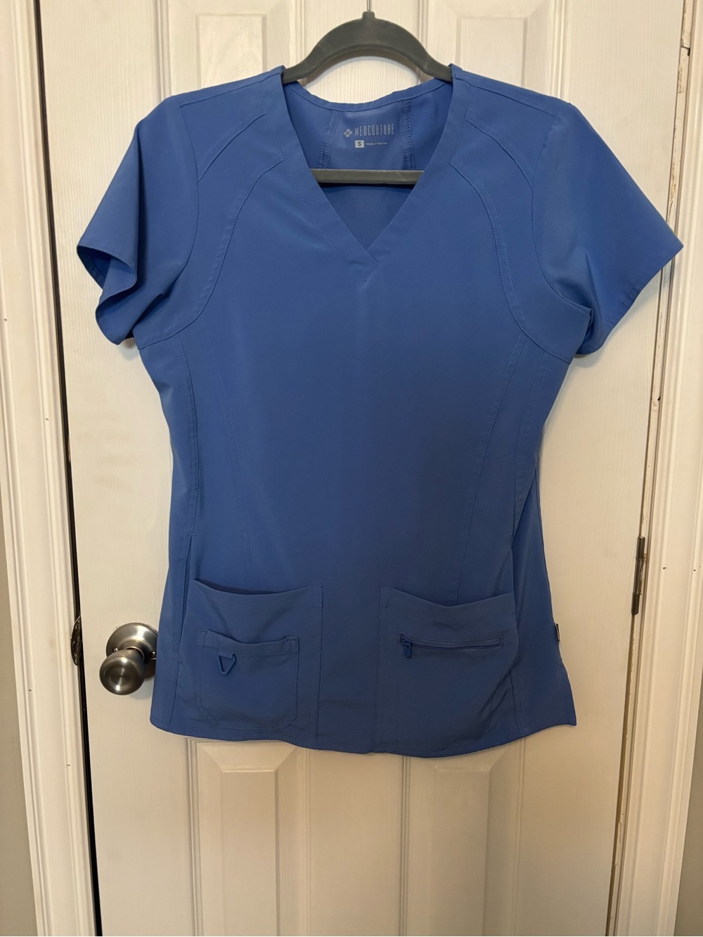 Med Couture Women's V-Neck Scrub Top in Royal Blue